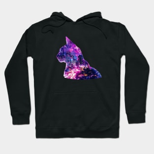 Cat and city double exposure effect Hoodie